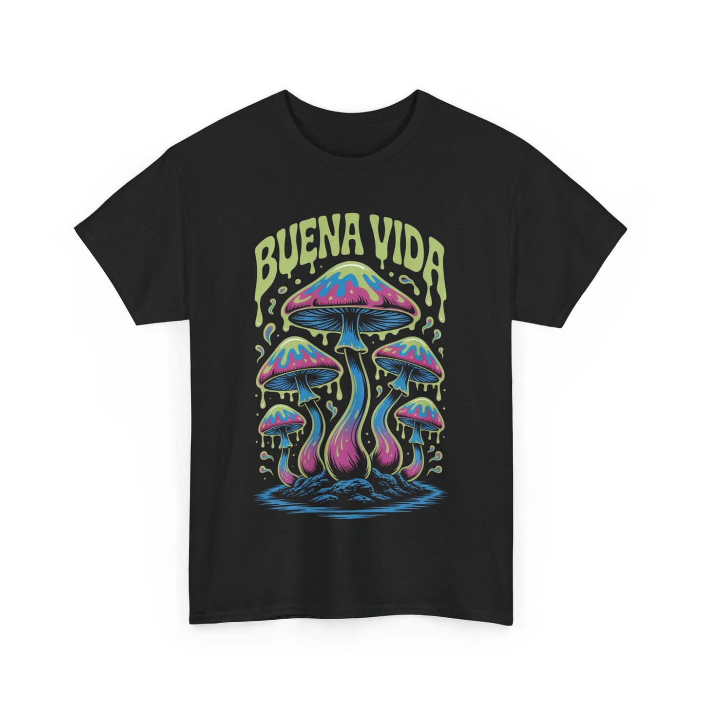Colorful Mushroom Graphic Tee - Buena Vida Unisex Heavy Cotton Shirt, Casual Wear, Gift for Nature Lovers, Festival Apparel, Boho Style