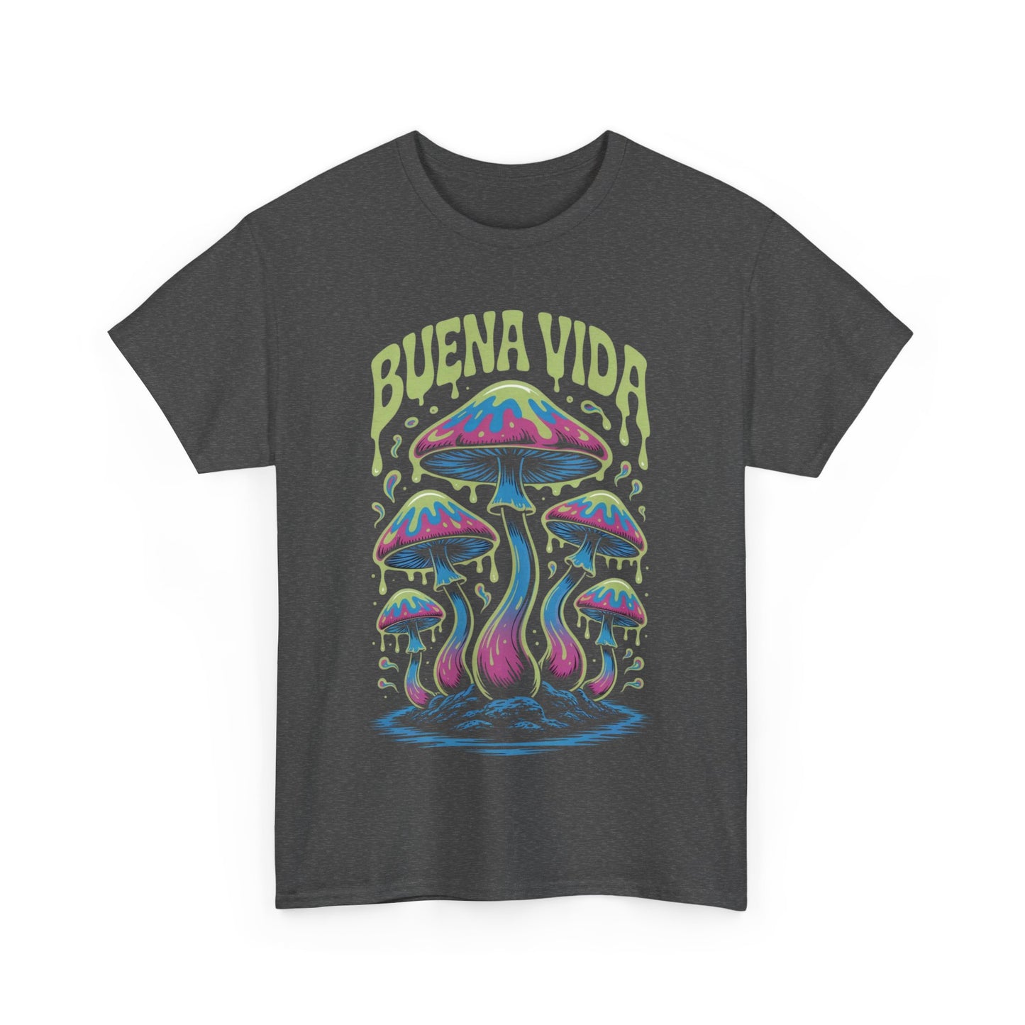 Colorful Mushroom Graphic Tee - Buena Vida Unisex Heavy Cotton Shirt, Casual Wear, Gift for Nature Lovers, Festival Apparel, Boho Style