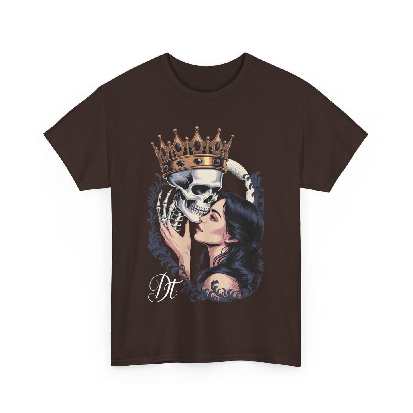 Gothic Skull Kiss T-Shirt, Unisex Tee for Halloween, Alternative Fashion, Edgy Gifts, Casual Wear, Unique Graphic Tee