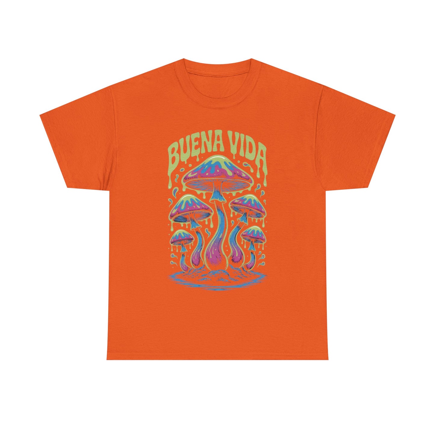 Colorful Mushroom Graphic Tee - Buena Vida Unisex Heavy Cotton Shirt, Casual Wear, Gift for Nature Lovers, Festival Apparel, Boho Style