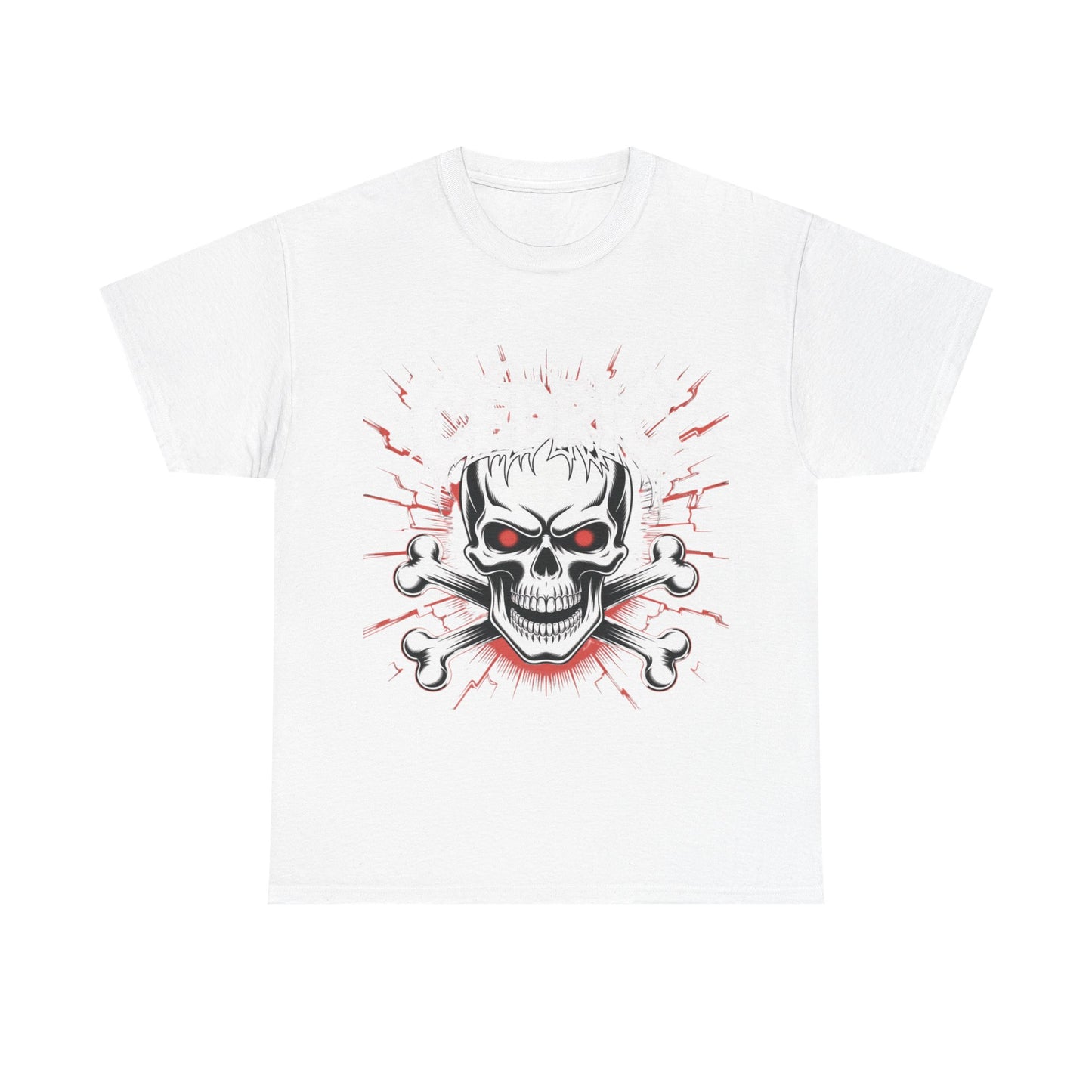 Skull and Crossbones Heavy Cotton Tee, Unisex T-Shirt, Edgy Graphic Tee, Casual Wear, Gift for Rebels, Halloween, Alternative Fashion