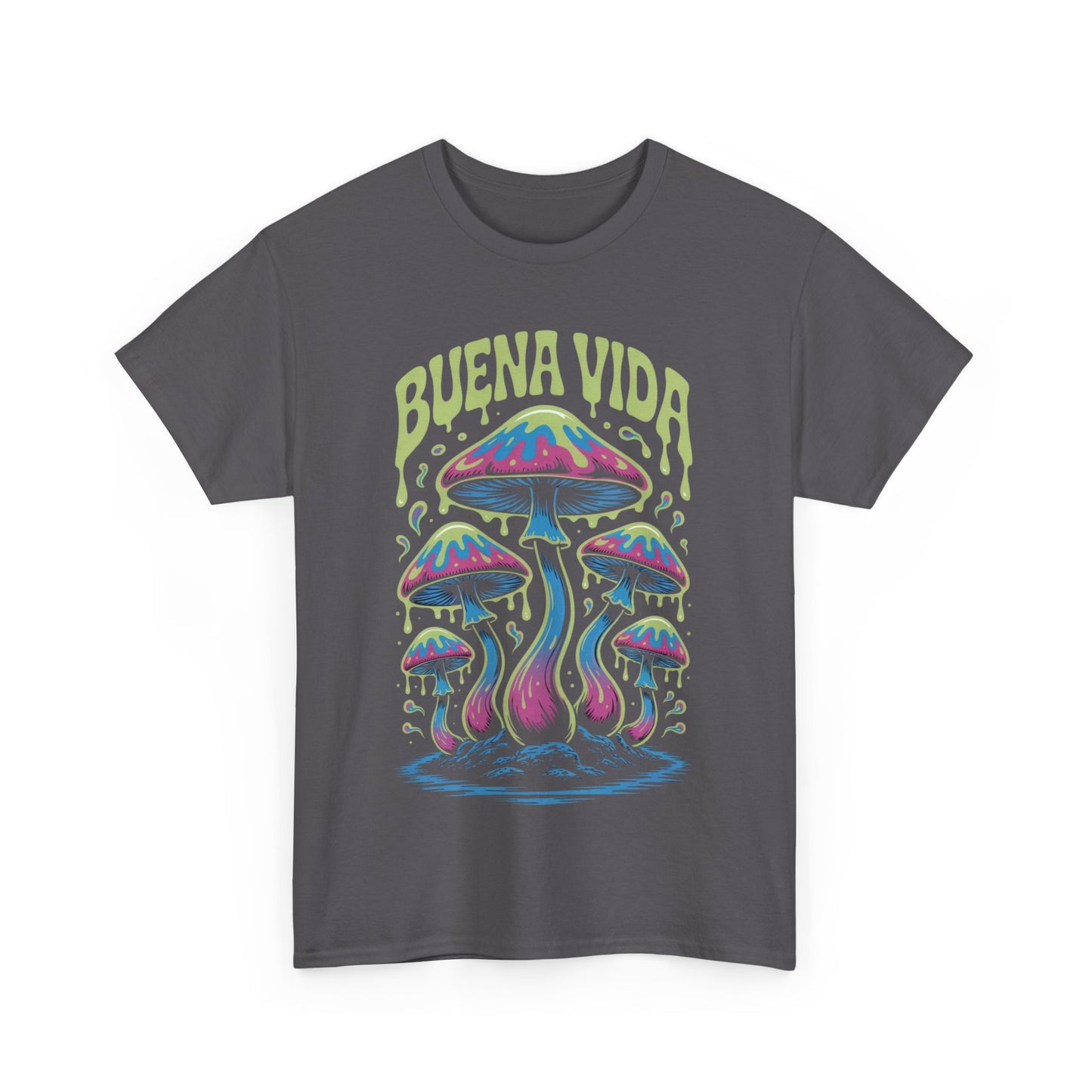 Colorful Mushroom Graphic Tee - Buena Vida Unisex Heavy Cotton Shirt, Casual Wear, Gift for Nature Lovers, Festival Apparel, Boho Style