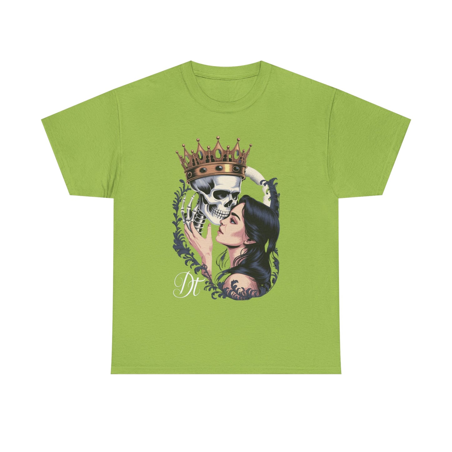Gothic Skull Kiss T-Shirt, Unisex Tee for Halloween, Alternative Fashion, Edgy Gifts, Casual Wear, Unique Graphic Tee