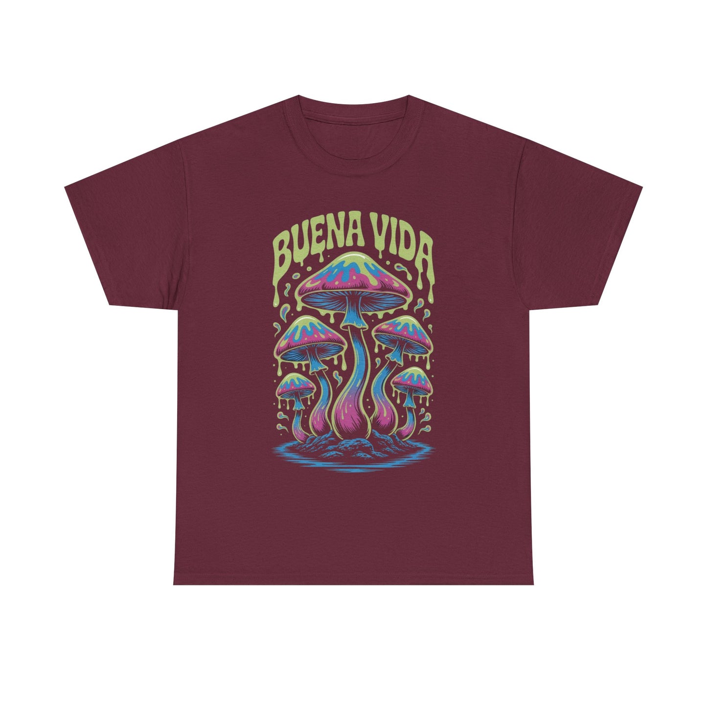 Colorful Mushroom Graphic Tee - Buena Vida Unisex Heavy Cotton Shirt, Casual Wear, Gift for Nature Lovers, Festival Apparel, Boho Style