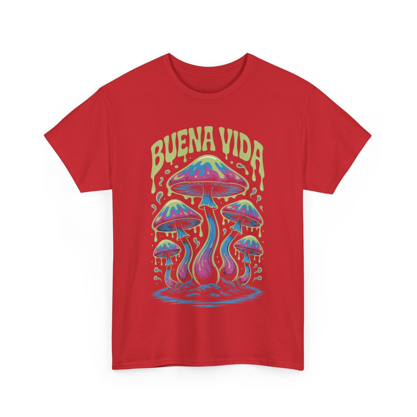 Colorful Mushroom Graphic Tee - Buena Vida Unisex Heavy Cotton Shirt, Casual Wear, Gift for Nature Lovers, Festival Apparel, Boho Style