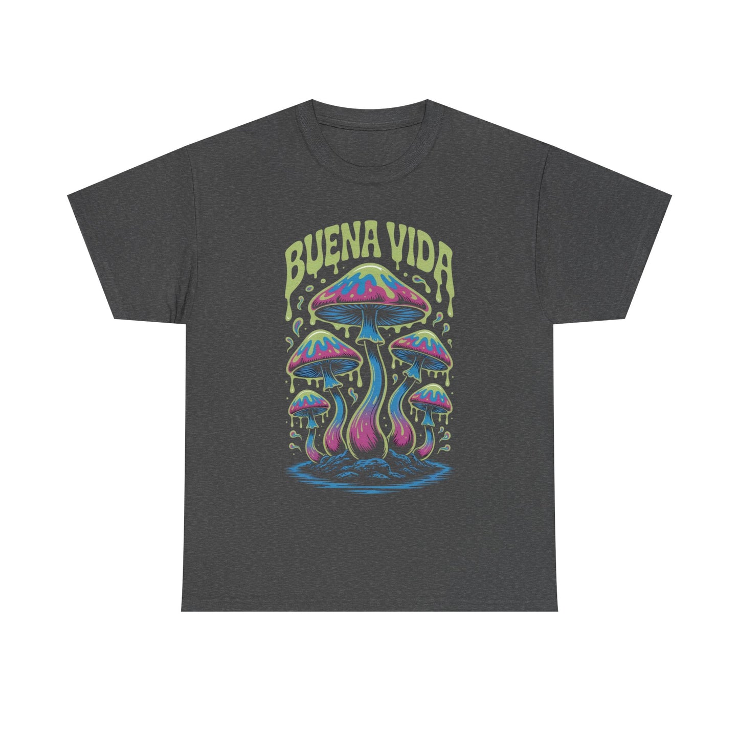 Colorful Mushroom Graphic Tee - Buena Vida Unisex Heavy Cotton Shirt, Casual Wear, Gift for Nature Lovers, Festival Apparel, Boho Style
