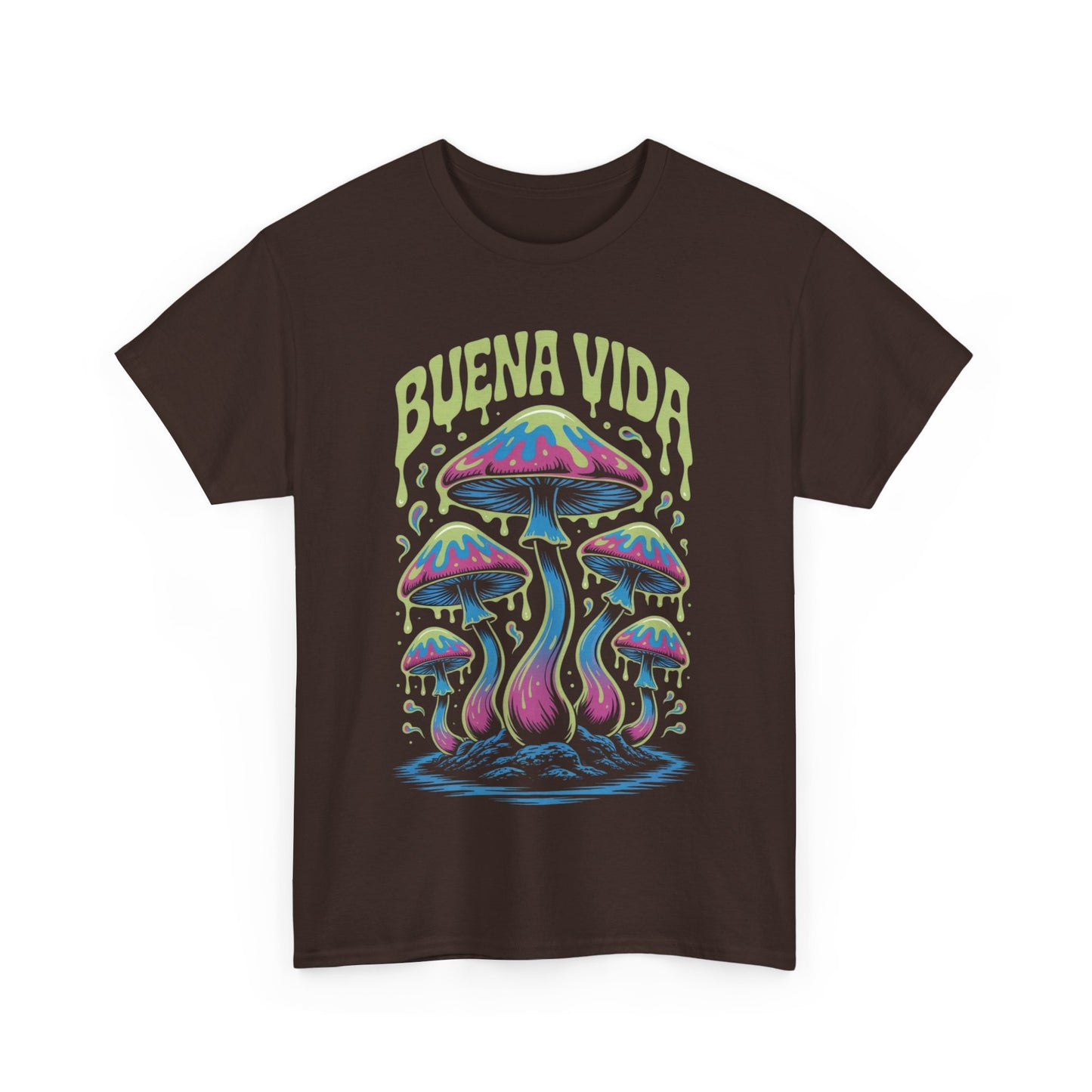 Colorful Mushroom Graphic Tee - Buena Vida Unisex Heavy Cotton Shirt, Casual Wear, Gift for Nature Lovers, Festival Apparel, Boho Style