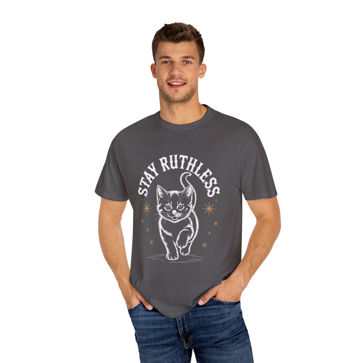 Cute Cat Graphic Tee, Unisex T-Shirt, Stay Ruthless Shirt, Pet Lover Gift, Casual Wear, Birthday Gift, Cat Mom Shirt