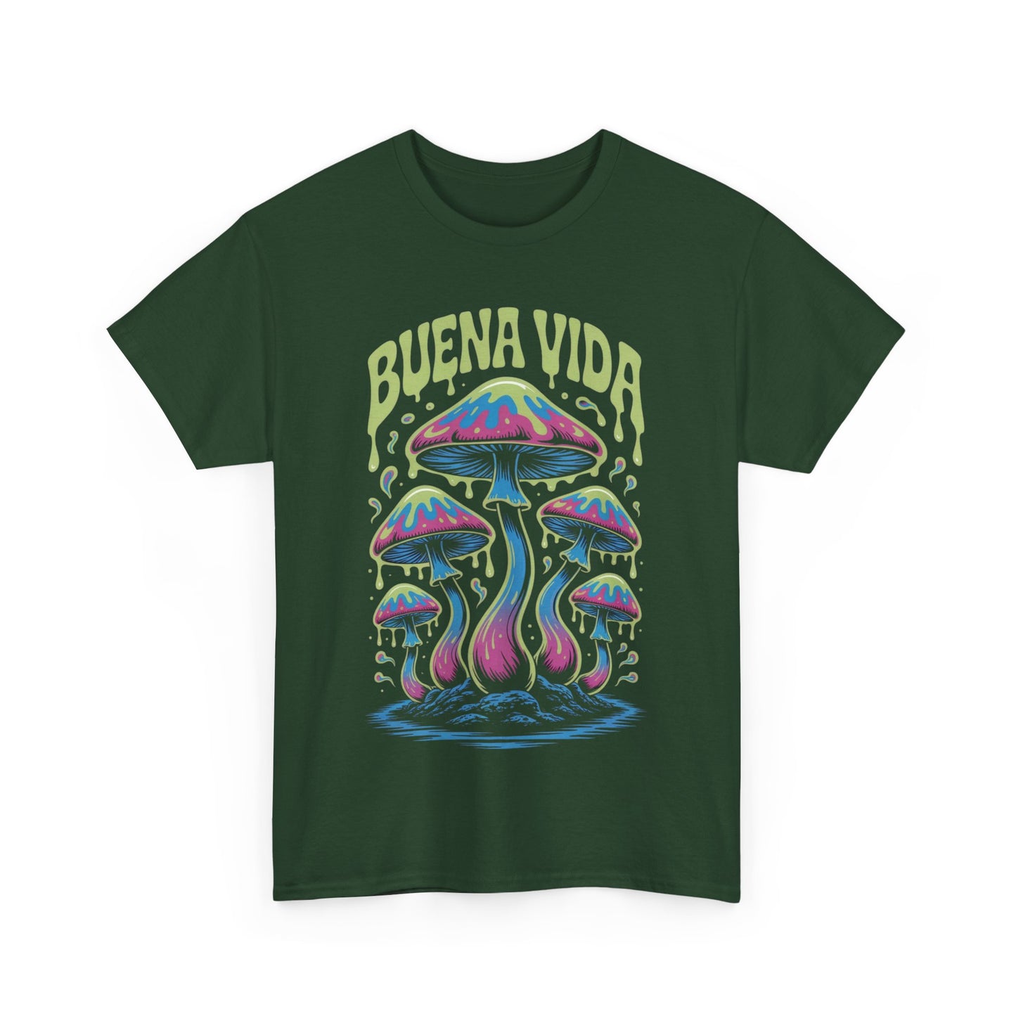 Colorful Mushroom Graphic Tee - Buena Vida Unisex Heavy Cotton Shirt, Casual Wear, Gift for Nature Lovers, Festival Apparel, Boho Style