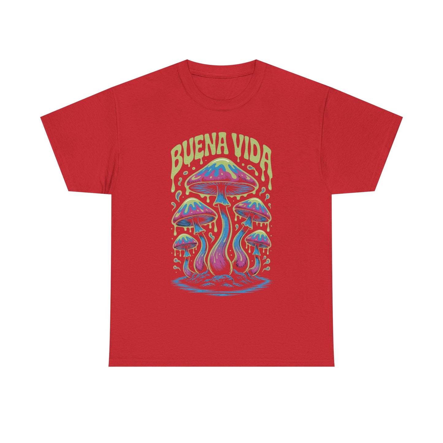 Colorful Mushroom Graphic Tee - Buena Vida Unisex Heavy Cotton Shirt, Casual Wear, Gift for Nature Lovers, Festival Apparel, Boho Style