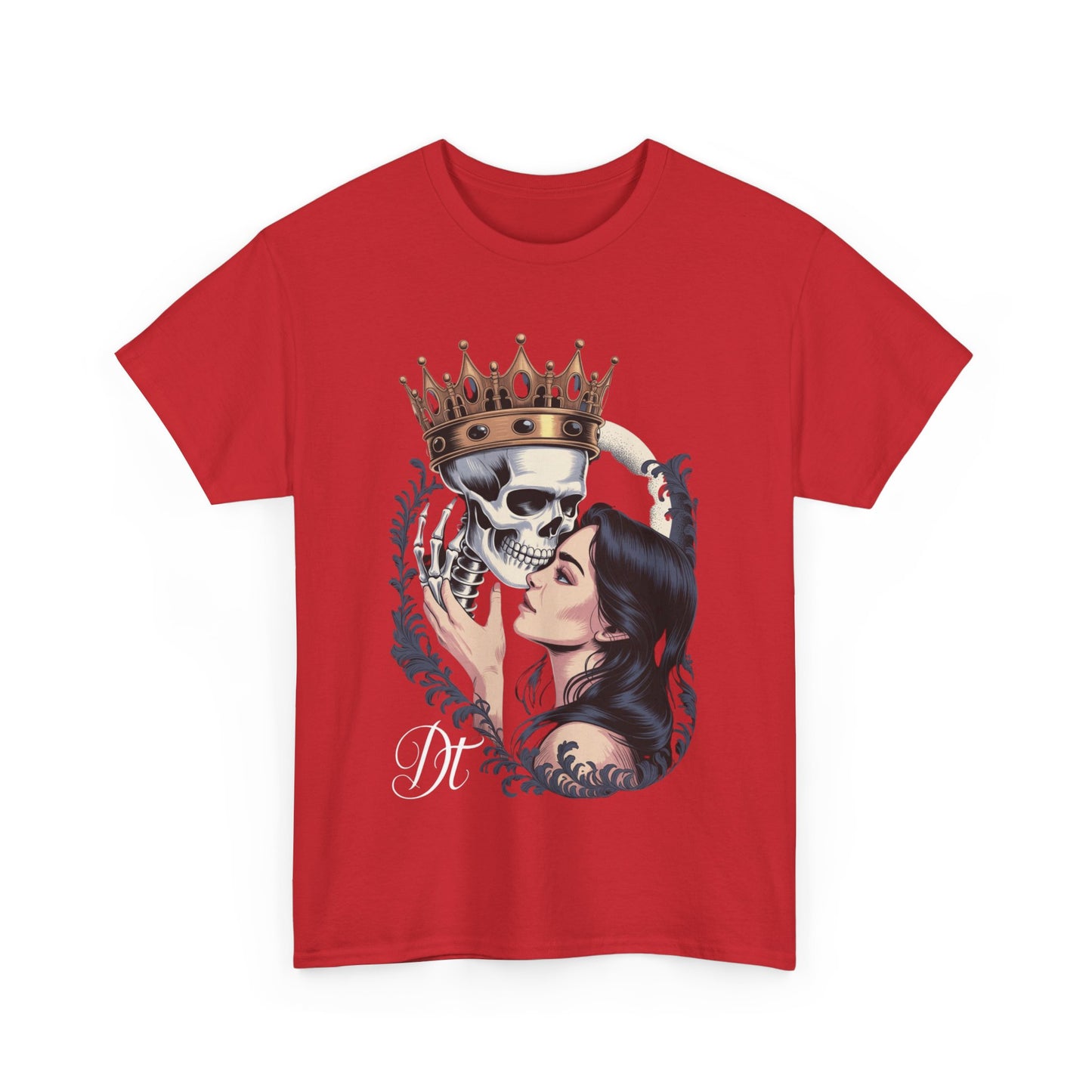 Gothic Skull Kiss T-Shirt, Unisex Tee for Halloween, Alternative Fashion, Edgy Gifts, Casual Wear, Unique Graphic Tee