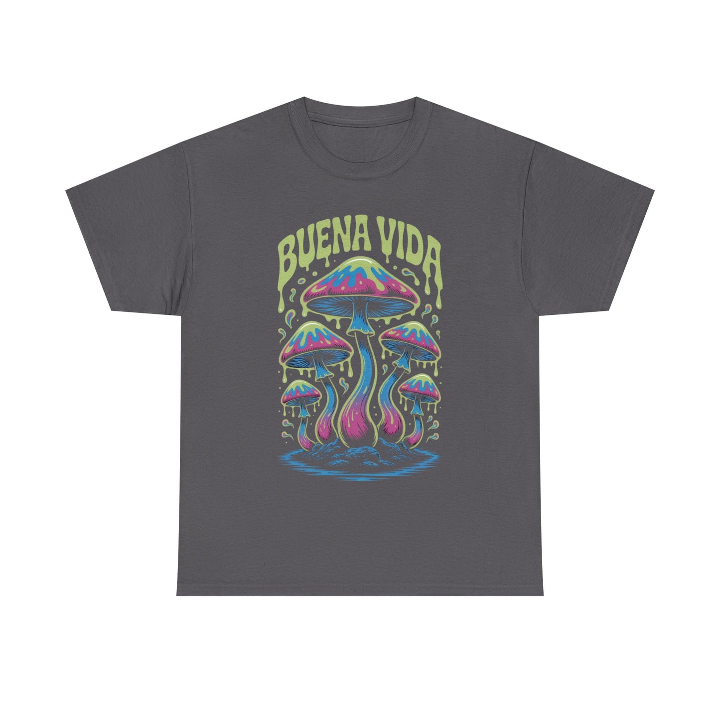 Colorful Mushroom Graphic Tee - Buena Vida Unisex Heavy Cotton Shirt, Casual Wear, Gift for Nature Lovers, Festival Apparel, Boho Style