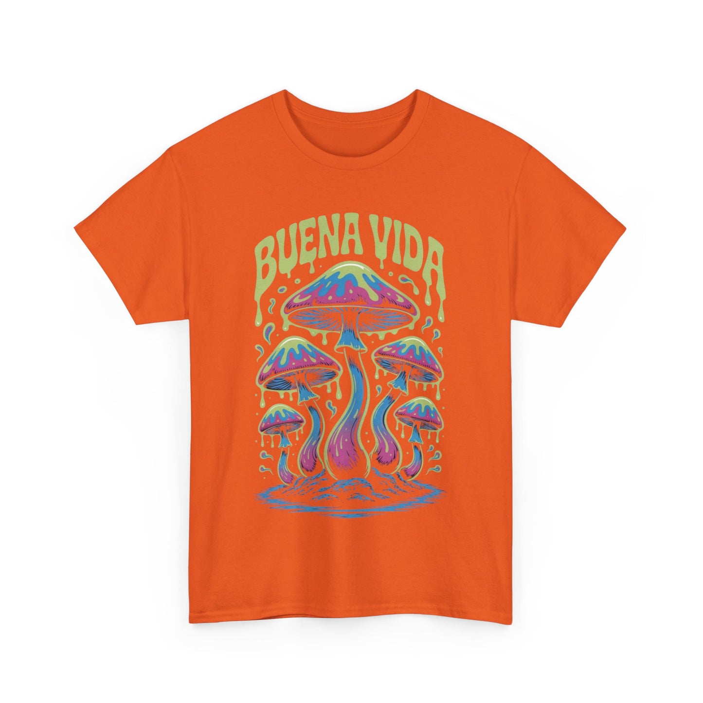 Colorful Mushroom Graphic Tee - Buena Vida Unisex Heavy Cotton Shirt, Casual Wear, Gift for Nature Lovers, Festival Apparel, Boho Style
