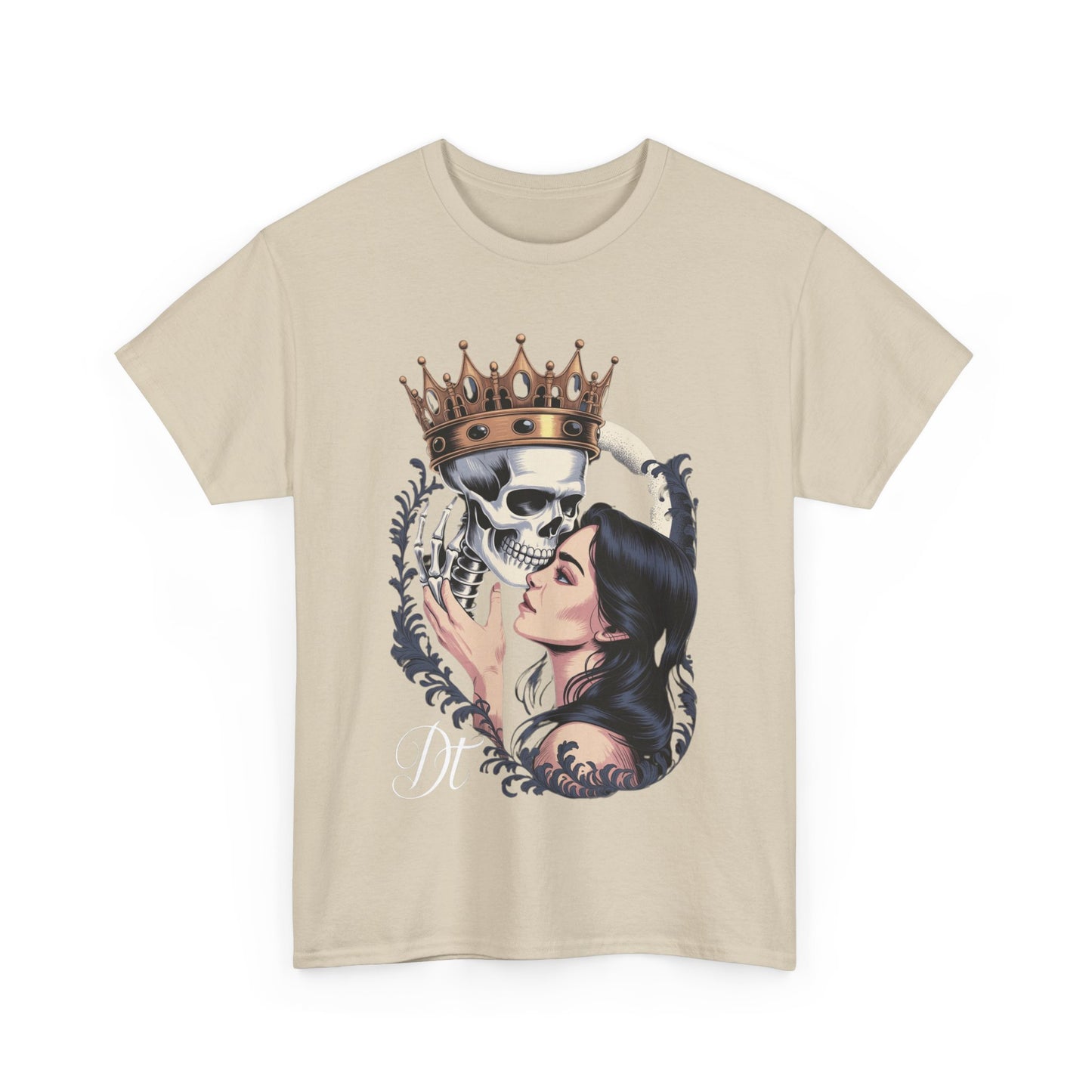 Gothic Skull Kiss T-Shirt, Unisex Tee for Halloween, Alternative Fashion, Edgy Gifts, Casual Wear, Unique Graphic Tee