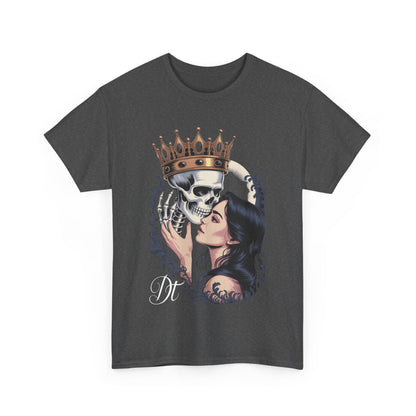 Gothic Skull Kiss T-Shirt, Unisex Tee for Halloween, Alternative Fashion, Edgy Gifts, Casual Wear, Unique Graphic Tee