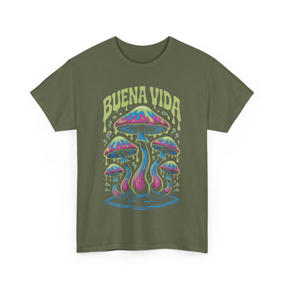 Colorful Mushroom Graphic Tee - Buena Vida Unisex Heavy Cotton Shirt, Casual Wear, Gift for Nature Lovers, Festival Apparel, Boho Style