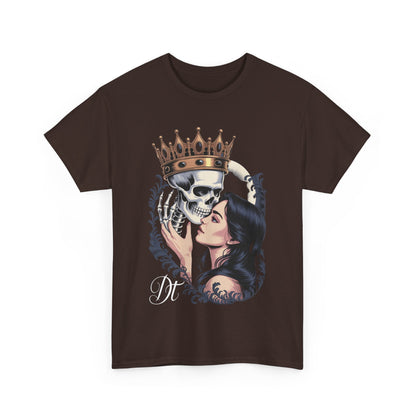 Gothic Skull Kiss T-Shirt, Unisex Tee for Halloween, Alternative Fashion, Edgy Gifts, Casual Wear, Unique Graphic Tee