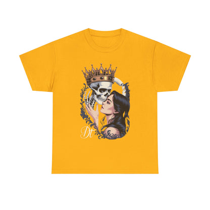 Gothic Skull Kiss T-Shirt, Unisex Tee for Halloween, Alternative Fashion, Edgy Gifts, Casual Wear, Unique Graphic Tee