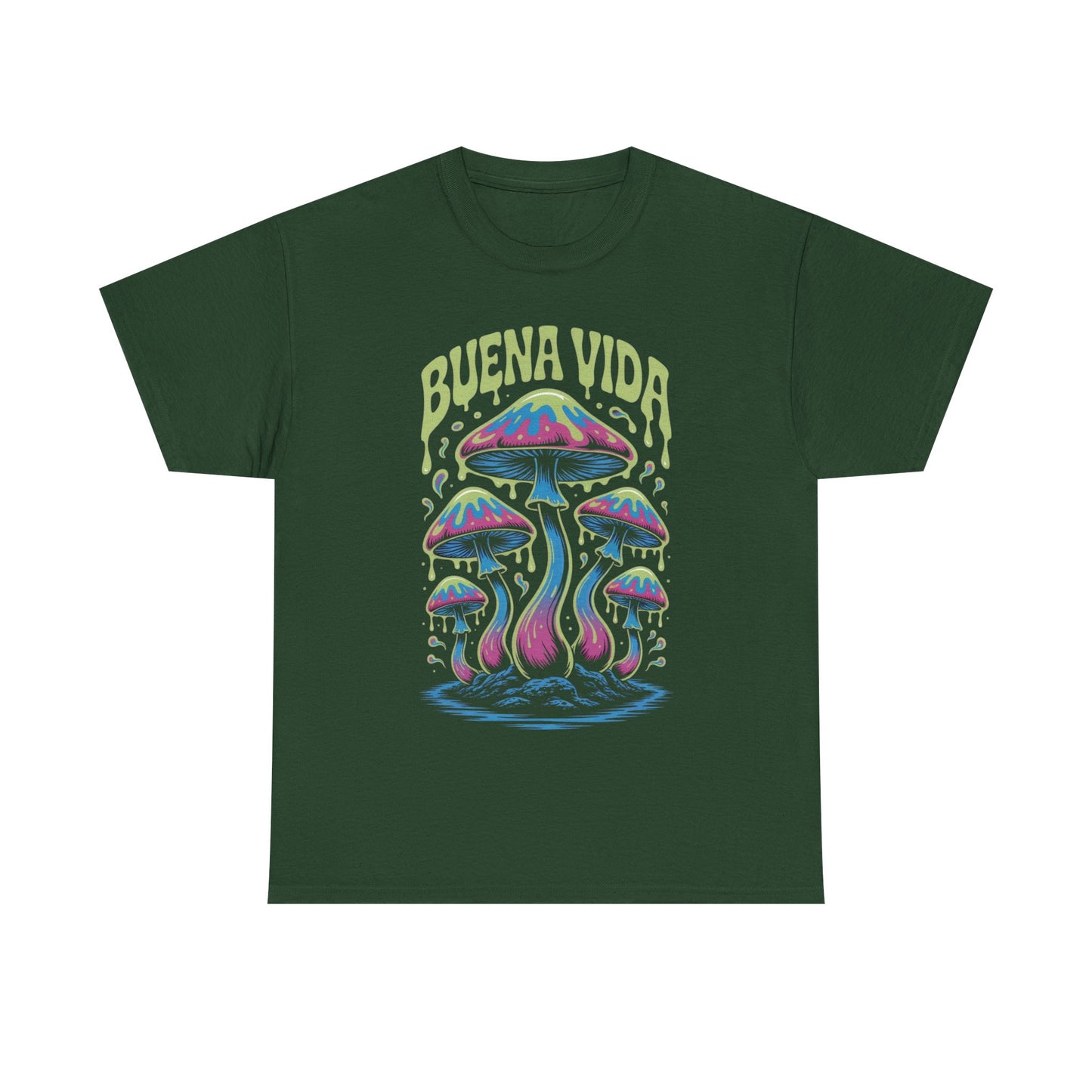 Colorful Mushroom Graphic Tee - Buena Vida Unisex Heavy Cotton Shirt, Casual Wear, Gift for Nature Lovers, Festival Apparel, Boho Style