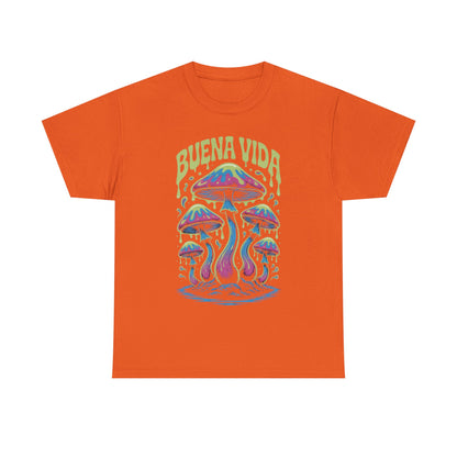 Colorful Mushroom Graphic Tee - Buena Vida Unisex Heavy Cotton Shirt, Casual Wear, Gift for Nature Lovers, Festival Apparel, Boho Style