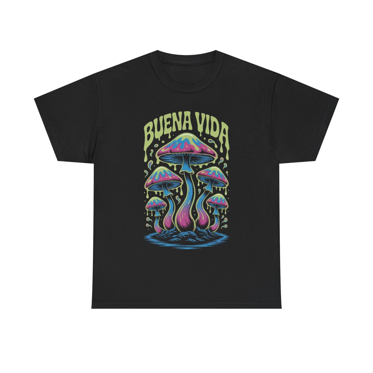 Colorful Mushroom Graphic Tee - Buena Vida Unisex Heavy Cotton Shirt, Casual Wear, Gift for Nature Lovers, Festival Apparel, Boho Style