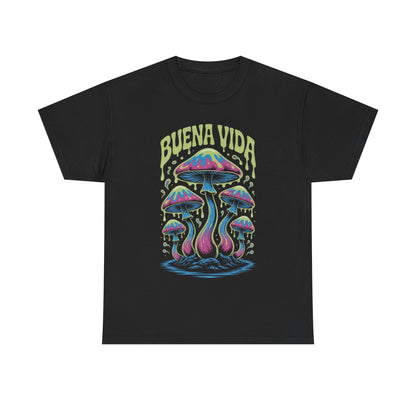 Colorful Mushroom Graphic Tee - Buena Vida Unisex Heavy Cotton Shirt, Casual Wear, Gift for Nature Lovers, Festival Apparel, Boho Style
