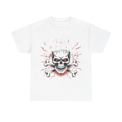 Skull and Crossbones Heavy Cotton Tee, Unisex T-Shirt, Edgy Graphic Tee, Casual Wear, Gift for Rebels, Halloween, Alternative Fashion