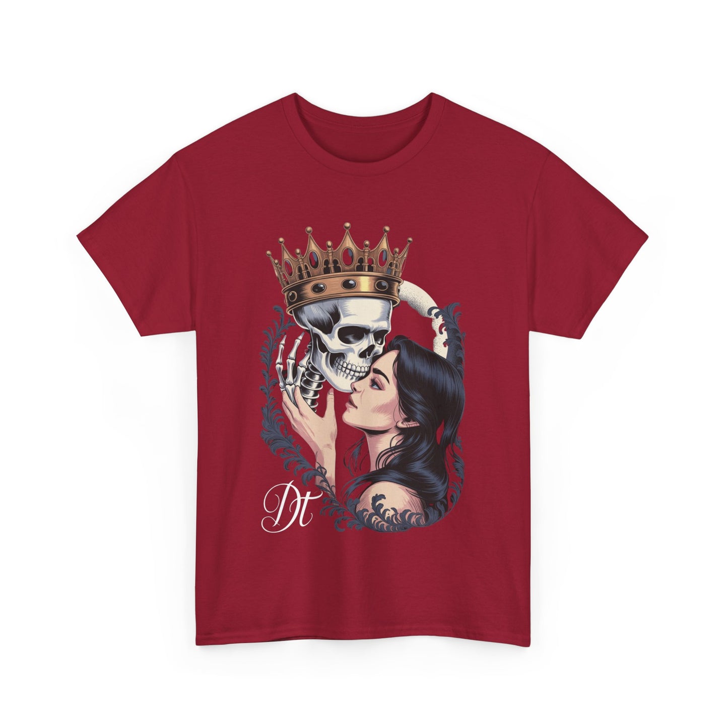Gothic Skull Kiss T-Shirt, Unisex Tee for Halloween, Alternative Fashion, Edgy Gifts, Casual Wear, Unique Graphic Tee