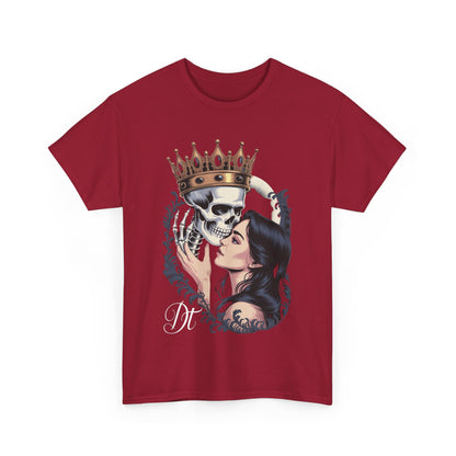 Gothic Skull Kiss T-Shirt, Unisex Tee for Halloween, Alternative Fashion, Edgy Gifts, Casual Wear, Unique Graphic Tee