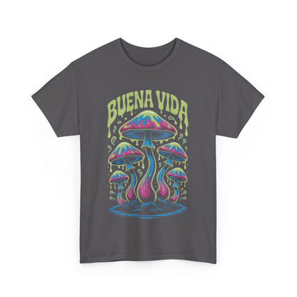 Colorful Mushroom Graphic Tee - Buena Vida Unisex Heavy Cotton Shirt, Casual Wear, Gift for Nature Lovers, Festival Apparel, Boho Style