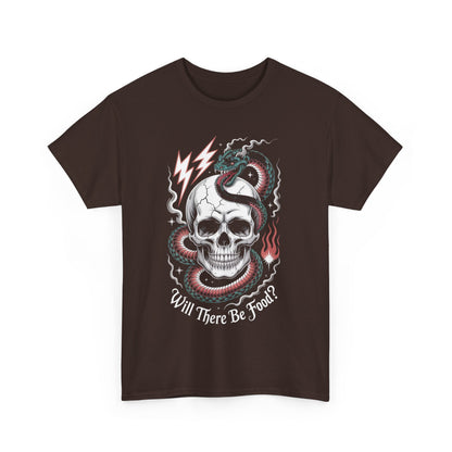 Skull Graphic Tee - "Will There Be Food?" - Unisex Casual Cotton Shirt for Halloween, Parties, Gifting, Everyday Wear, Funny Shirt