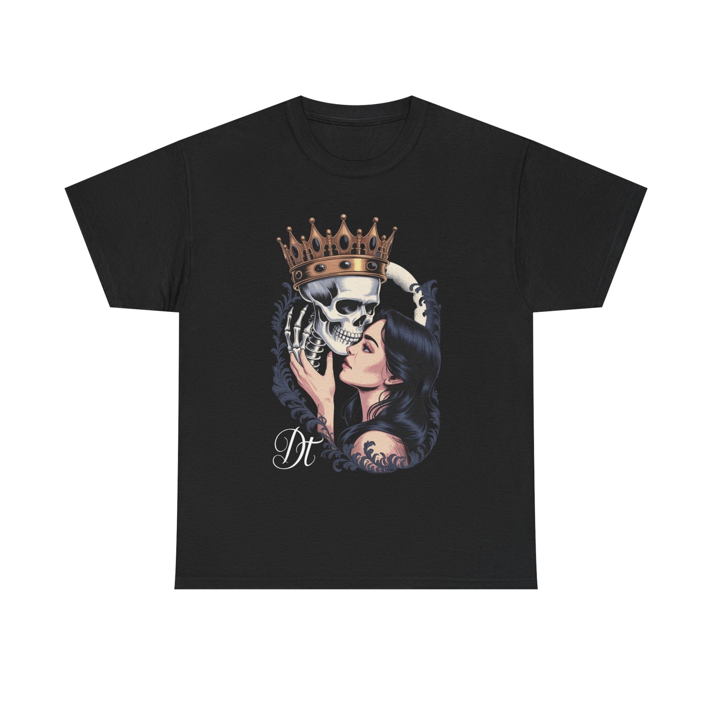 Gothic Skull Kiss T-Shirt, Unisex Tee for Halloween, Alternative Fashion, Edgy Gifts, Casual Wear, Unique Graphic Tee