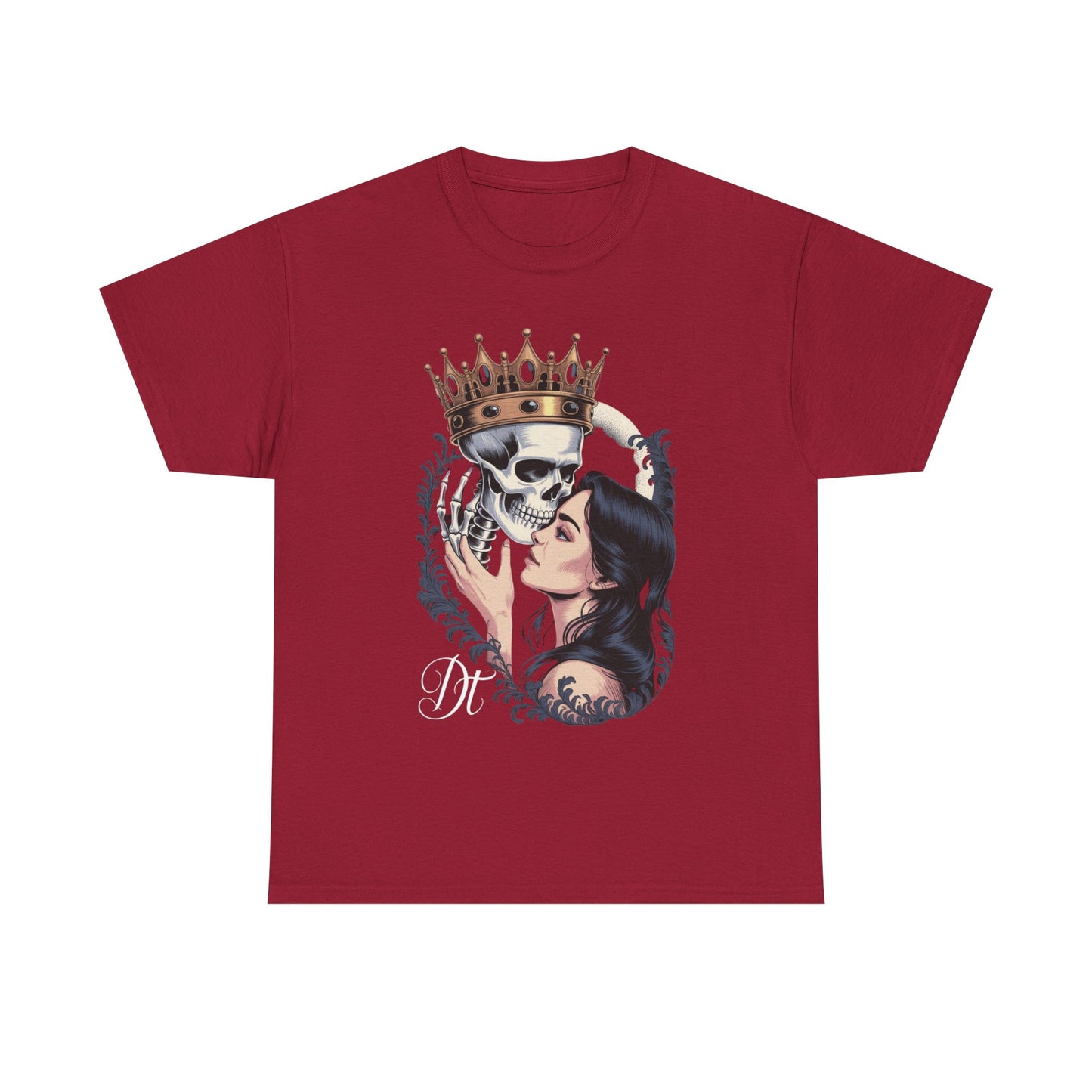 Gothic Skull Kiss T-Shirt, Unisex Tee for Halloween, Alternative Fashion, Edgy Gifts, Casual Wear, Unique Graphic Tee
