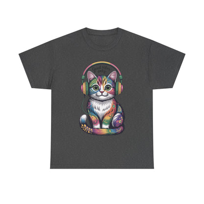 Colorful Cat Vibes Tee - Unisex Heavy Cotton T-Shirt with Positive Messages, Gift for Cat Lovers, Fun Casual Wear, Trendy Graphic Tee, [...]