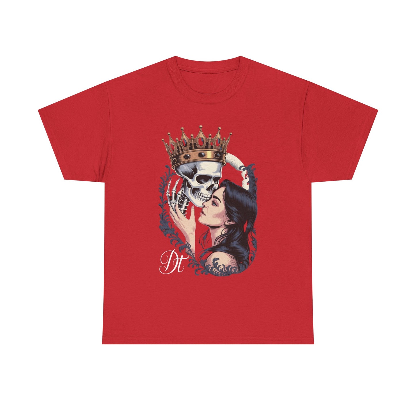 Gothic Skull Kiss T-Shirt, Unisex Tee for Halloween, Alternative Fashion, Edgy Gifts, Casual Wear, Unique Graphic Tee