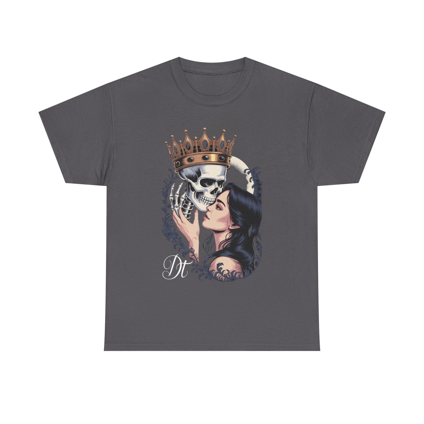 Gothic Skull Kiss T-Shirt, Unisex Tee for Halloween, Alternative Fashion, Edgy Gifts, Casual Wear, Unique Graphic Tee