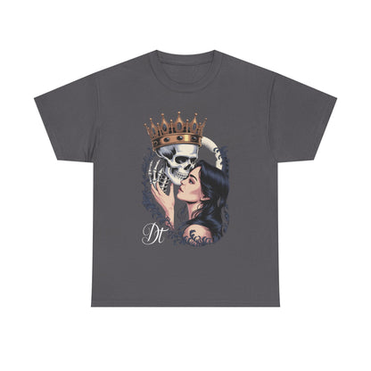 Gothic Skull Kiss T-Shirt, Unisex Tee for Halloween, Alternative Fashion, Edgy Gifts, Casual Wear, Unique Graphic Tee