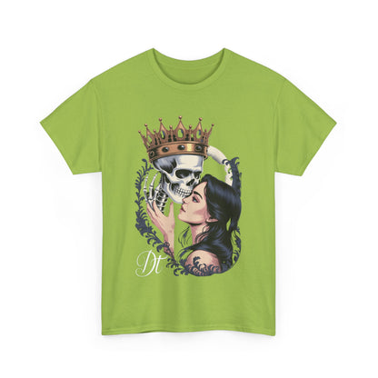 Gothic Skull Kiss T-Shirt, Unisex Tee for Halloween, Alternative Fashion, Edgy Gifts, Casual Wear, Unique Graphic Tee
