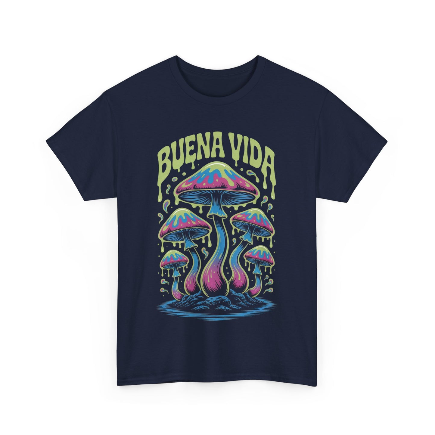 Colorful Mushroom Graphic Tee - Buena Vida Unisex Heavy Cotton Shirt, Casual Wear, Gift for Nature Lovers, Festival Apparel, Boho Style