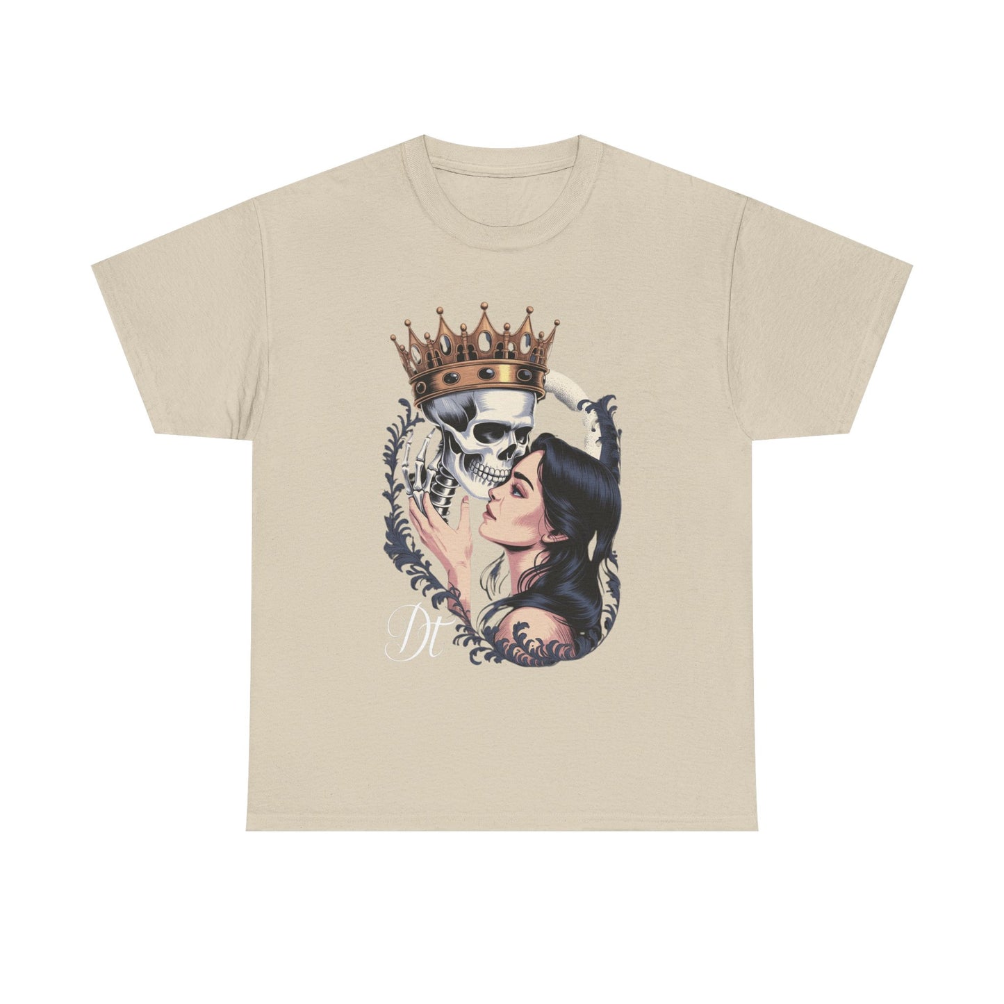 Gothic Skull Kiss T-Shirt, Unisex Tee for Halloween, Alternative Fashion, Edgy Gifts, Casual Wear, Unique Graphic Tee