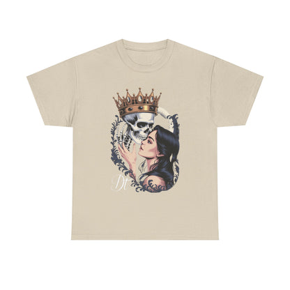 Gothic Skull Kiss T-Shirt, Unisex Tee for Halloween, Alternative Fashion, Edgy Gifts, Casual Wear, Unique Graphic Tee