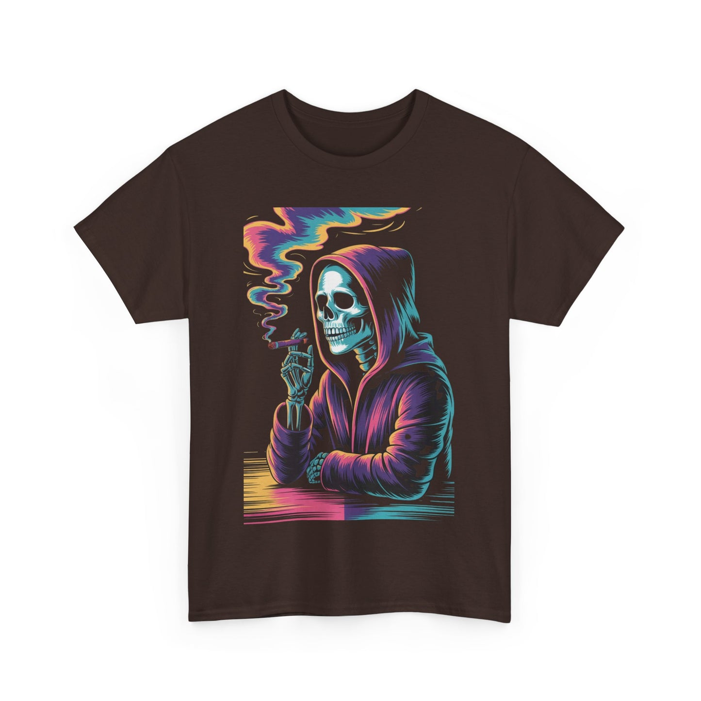 Vibrant Skull Graphic Tee, Unisex Heavy Cotton T-Shirt, Edgy Streetwear, Gift for Halloween, Cool Casual Outfits, Festival Fashion