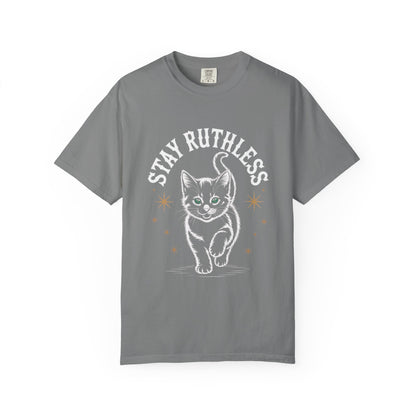 Cute Cat Graphic Tee, Unisex T-Shirt, Stay Ruthless Shirt, Pet Lover Gift, Casual Wear, Birthday Gift, Cat Mom Shirt