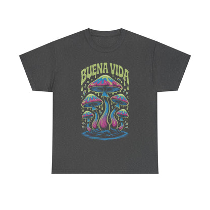 Colorful Mushroom Graphic Tee - Buena Vida Unisex Heavy Cotton Shirt, Casual Wear, Gift for Nature Lovers, Festival Apparel, Boho Style