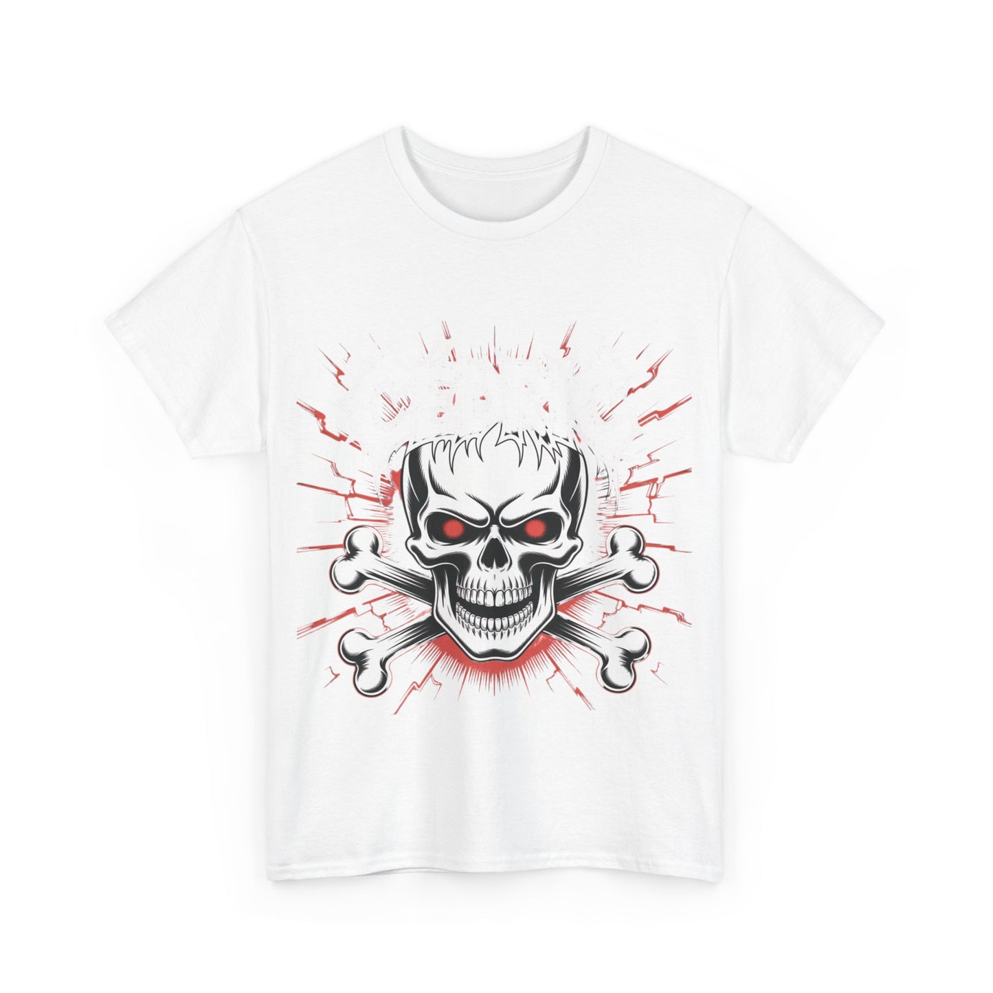 Skull and Crossbones Heavy Cotton Tee, Unisex T-Shirt, Edgy Graphic Tee, Casual Wear, Gift for Rebels, Halloween, Alternative Fashion