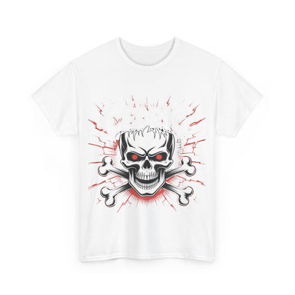 Skull and Crossbones Heavy Cotton Tee, Unisex T-Shirt, Edgy Graphic Tee, Casual Wear, Gift for Rebels, Halloween, Alternative Fashion