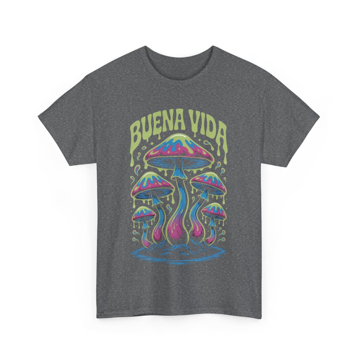 Colorful Mushroom Graphic Tee - Buena Vida Unisex Heavy Cotton Shirt, Casual Wear, Gift for Nature Lovers, Festival Apparel, Boho Style