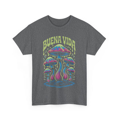Colorful Mushroom Graphic Tee - Buena Vida Unisex Heavy Cotton Shirt, Casual Wear, Gift for Nature Lovers, Festival Apparel, Boho Style
