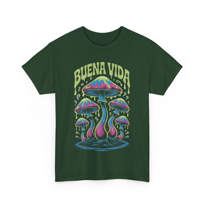 Colorful Mushroom Graphic Tee - Buena Vida Unisex Heavy Cotton Shirt, Casual Wear, Gift for Nature Lovers, Festival Apparel, Boho Style
