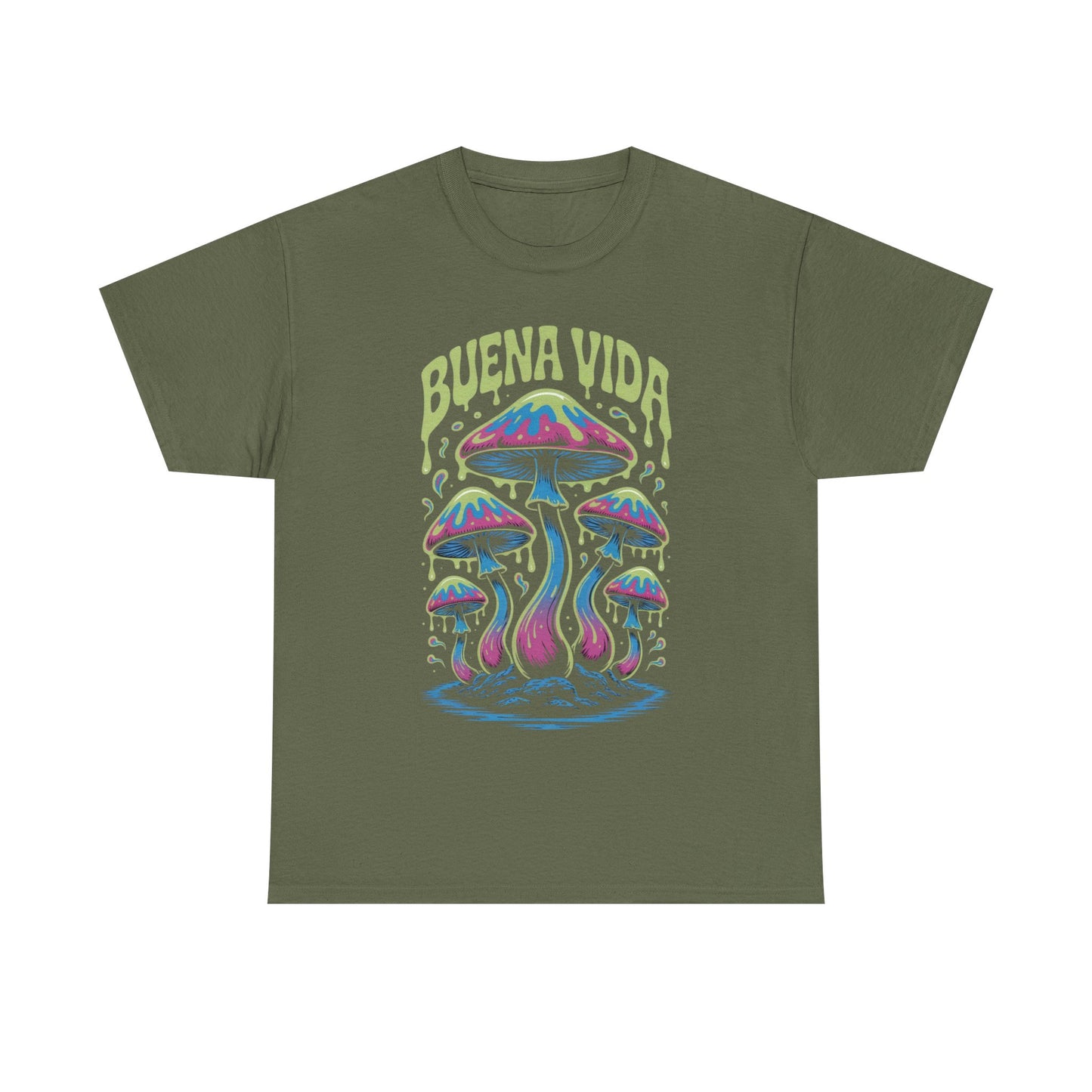 Colorful Mushroom Graphic Tee - Buena Vida Unisex Heavy Cotton Shirt, Casual Wear, Gift for Nature Lovers, Festival Apparel, Boho Style
